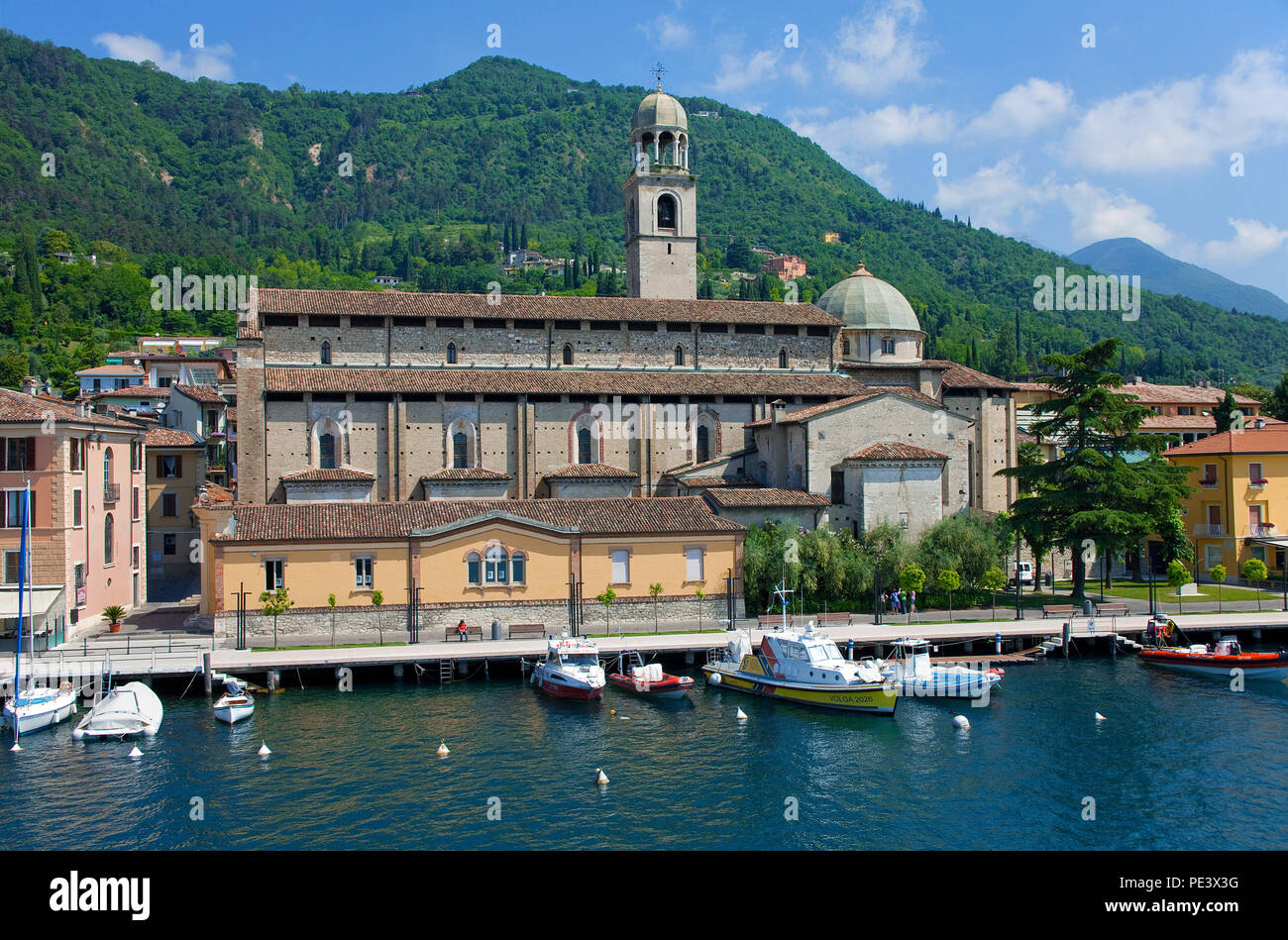 Cathedral Santa Maria Annunziata at the town Salò, province Brescia, Lake Garda, Lombardy, Italy Stock Photo