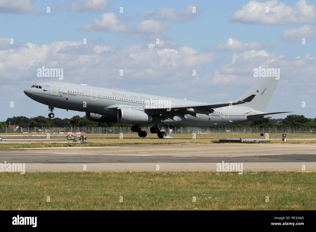 Royal Air Force A330 Voyager air refuelling/cargo aircraft on approach to RAF Mildenhall. Stock Photo