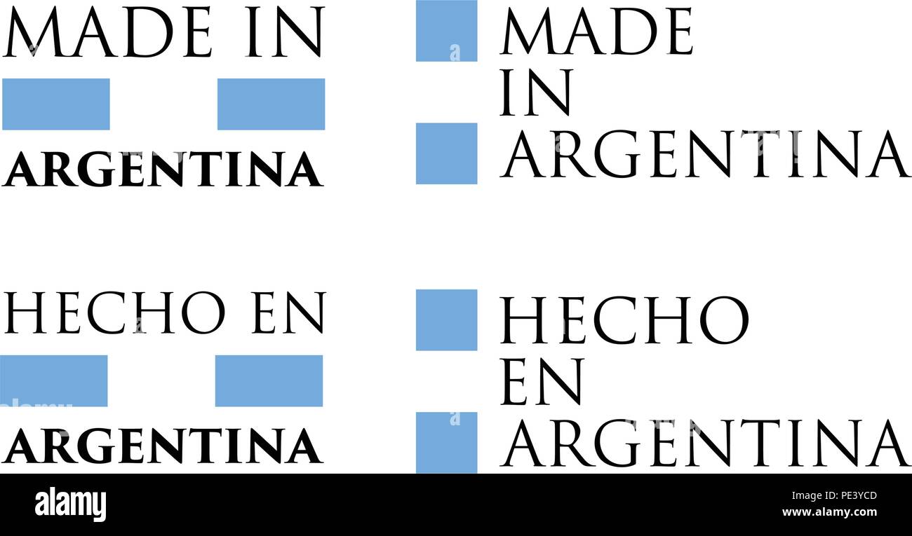 Simple Made in Argentina / Hecho en (spanish translation) label. Text with  national colors arranged horizontal and vertical Stock Vector Image & Art -  Alamy
