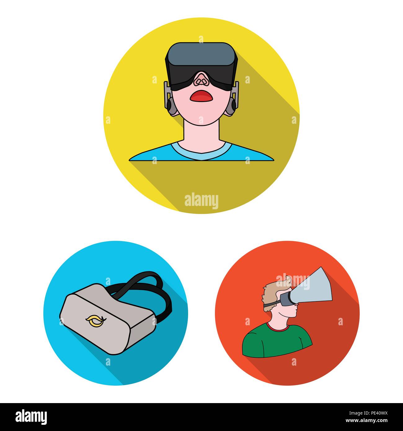 A virtual reality flat icons in set collection for design. Modern ...