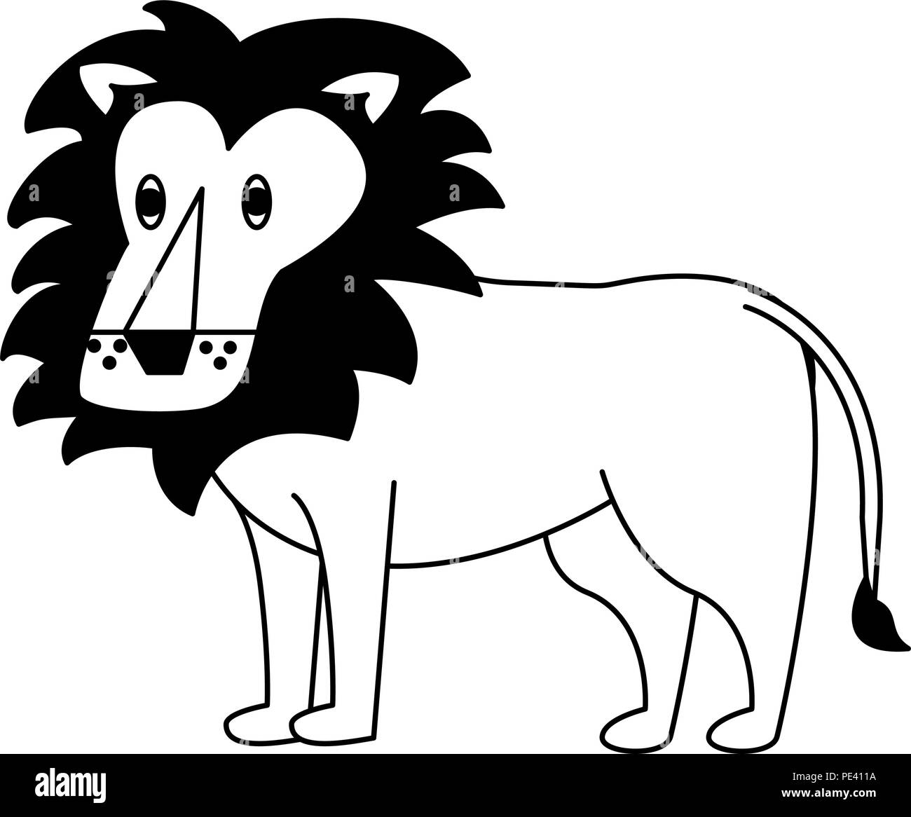 Lion wild animal in black and white Stock Vector Image & Art - Alamy