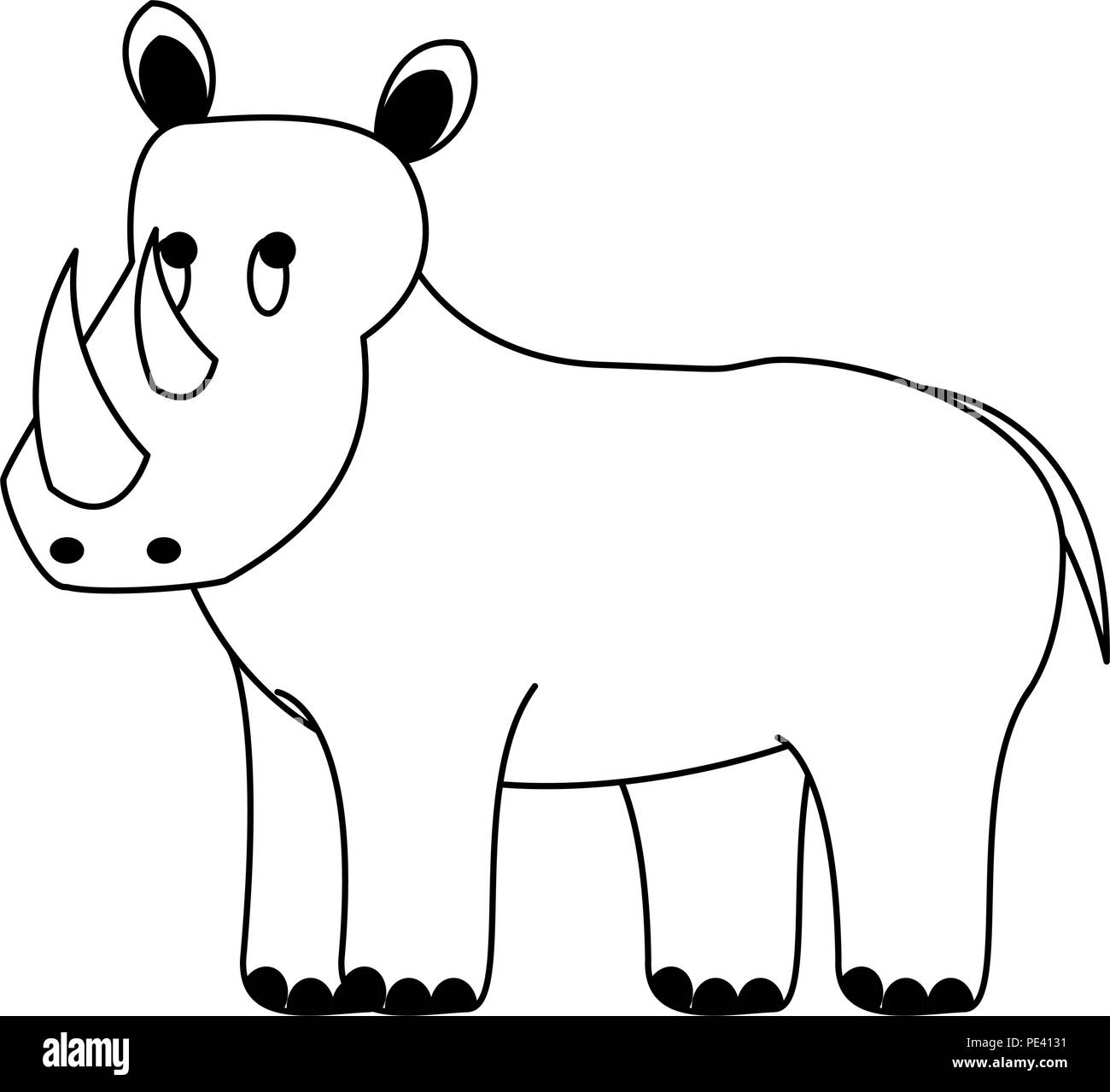 Rhino wild animal in black and white Stock Vector Image & Art - Alamy