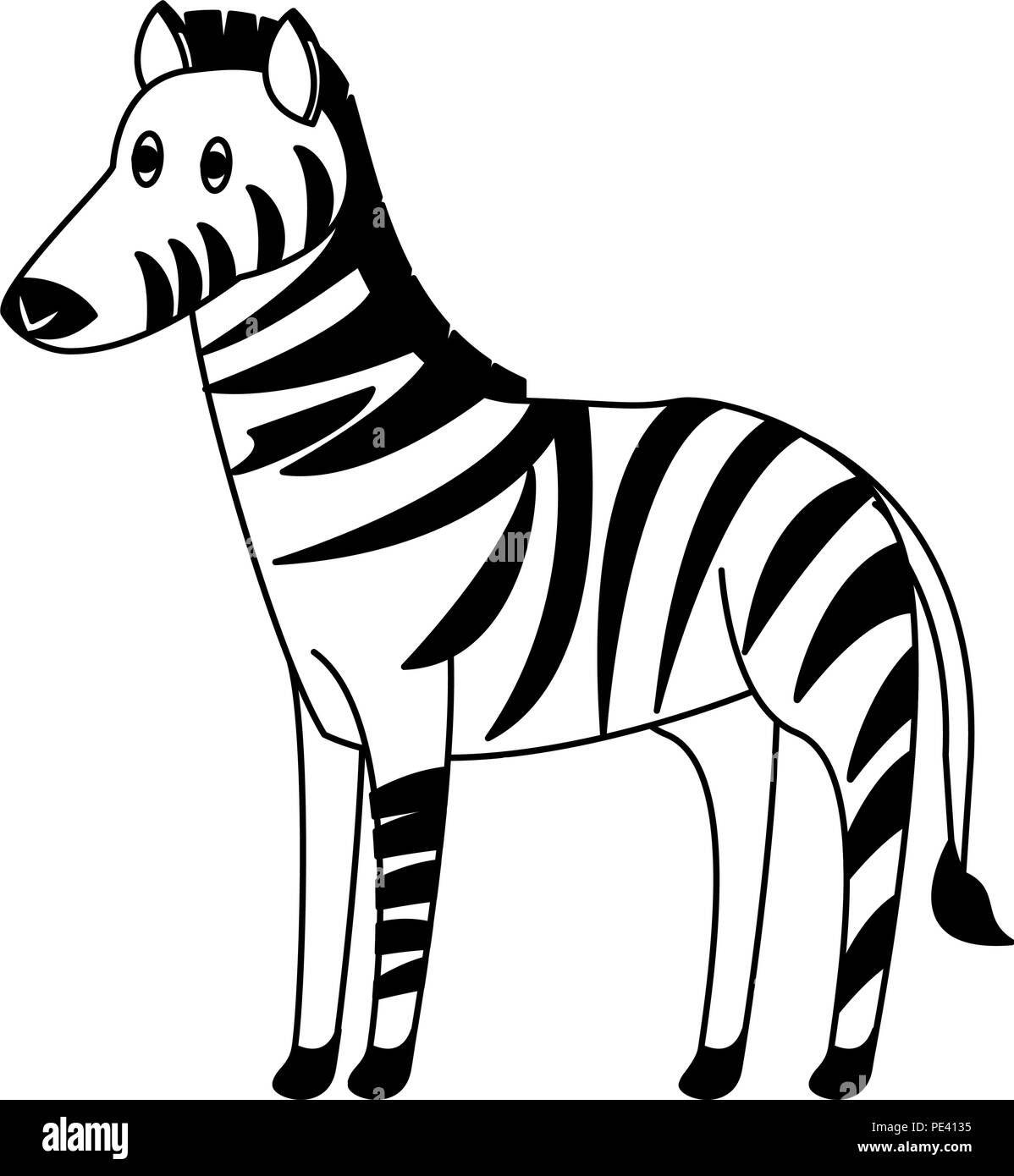 Zebra wild animal in black and white Stock Vector