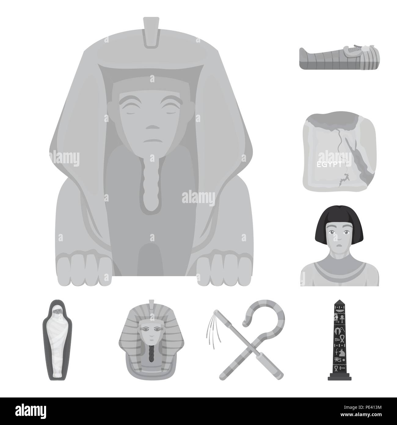 Ancient Egypt monochrome icons in set collection for design. The reign ...