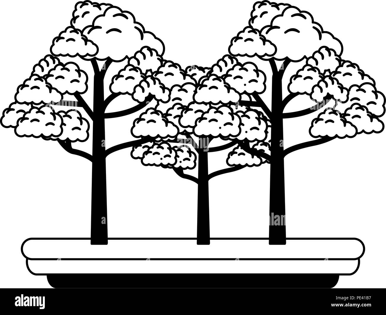 Trees at nature in black and white Stock Vector