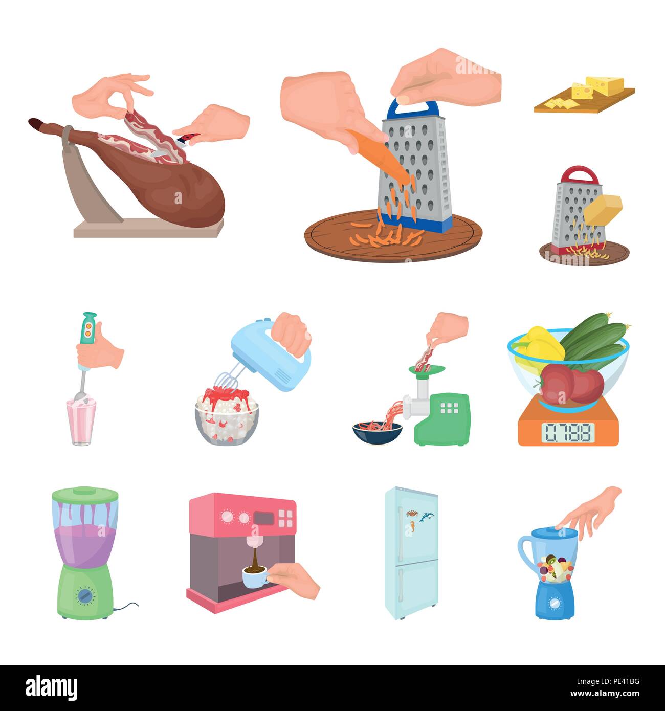 Cooking Food Cartoon Icons In Set Collection For Design Kitchen Equipment And Tools Vector Symbol Stock Illustration Stock Vector Image Art Alamy