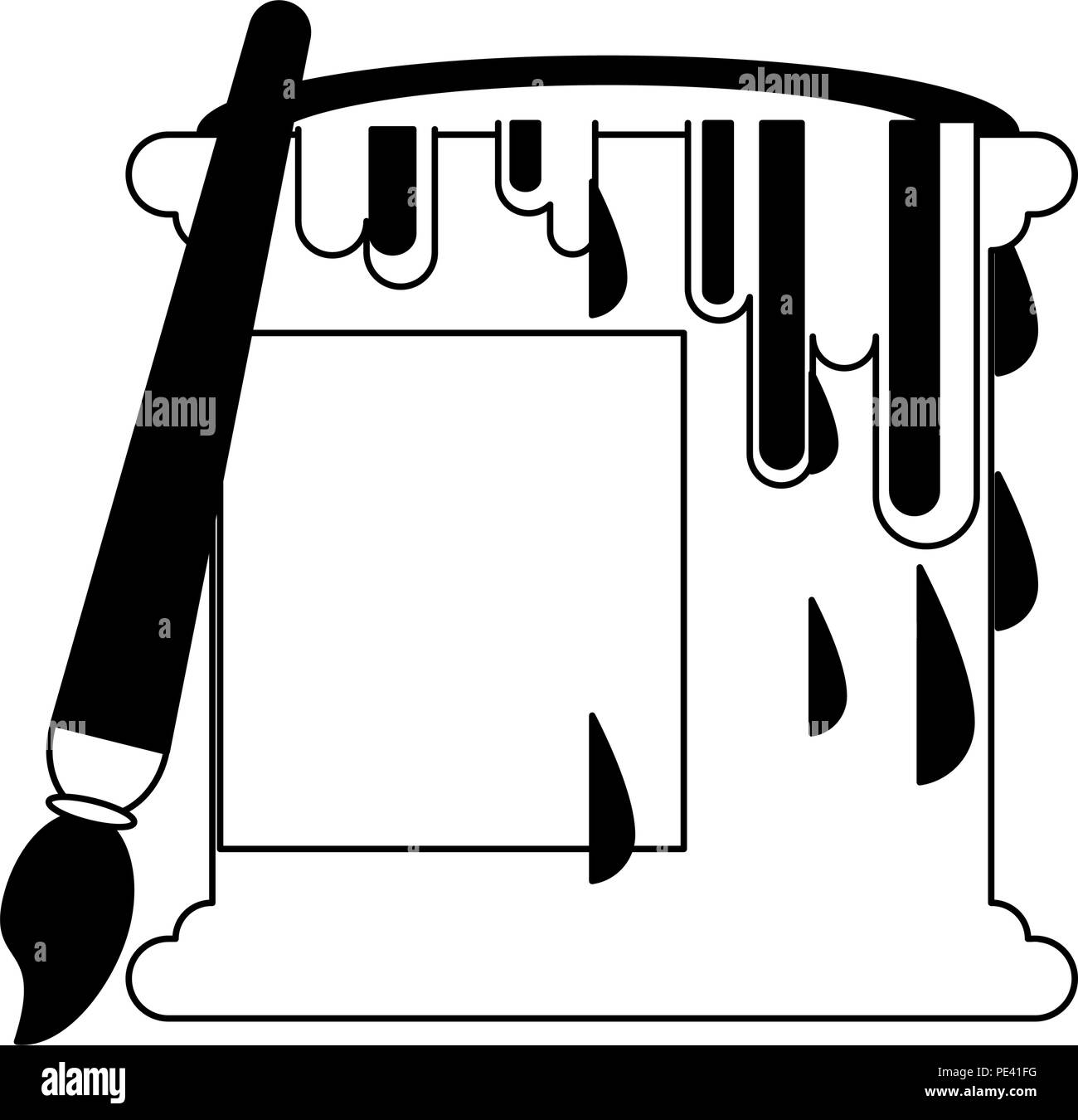Paint bucket and brush in black and white Stock Vector Image & Art - Alamy
