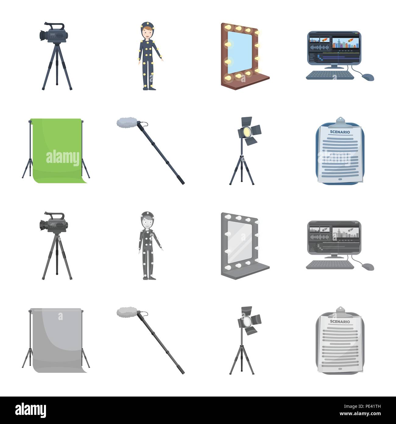 Hromakey, script and other equipment. Making movies set collection ...
