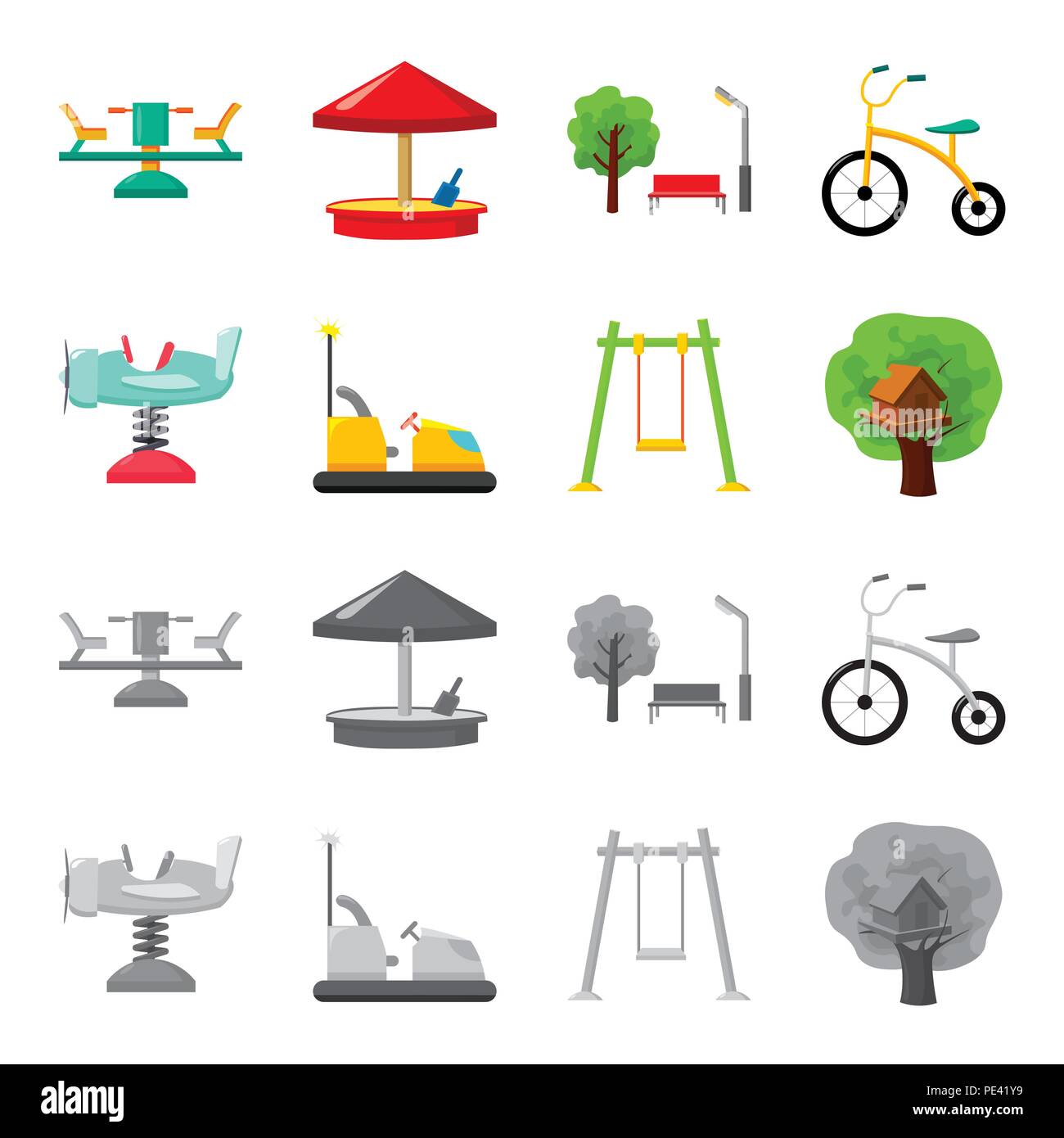 Airplane on a spring, swings and other equipment. Playground set ...