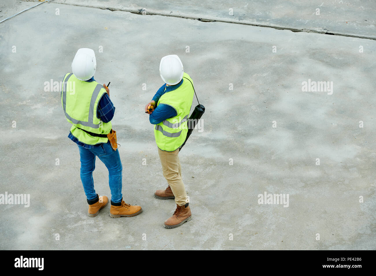 Unrecognizable building inspectors on construction site Stock Photo