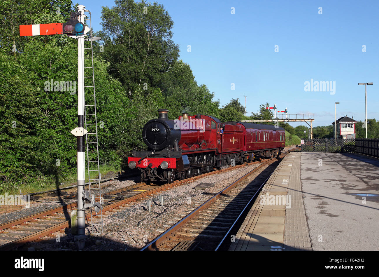 5972 Hogwarts Castle at Hellifield 7.6.14. Stock Photo