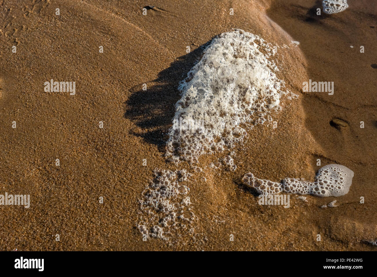 Froth on Balmedie beach. Stock Photo