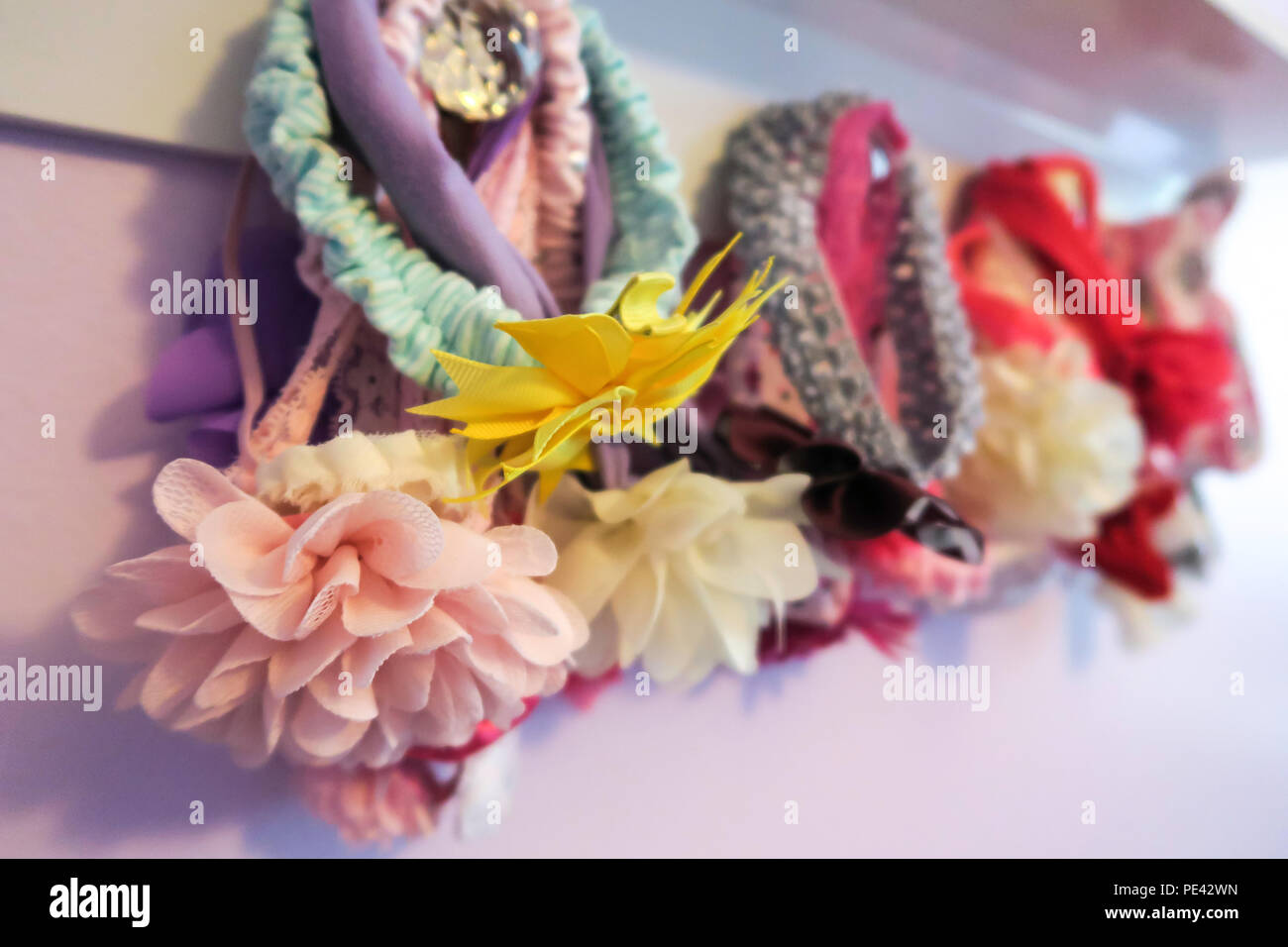 Rack of Baby Girl's Headbands, USA Stock Photo