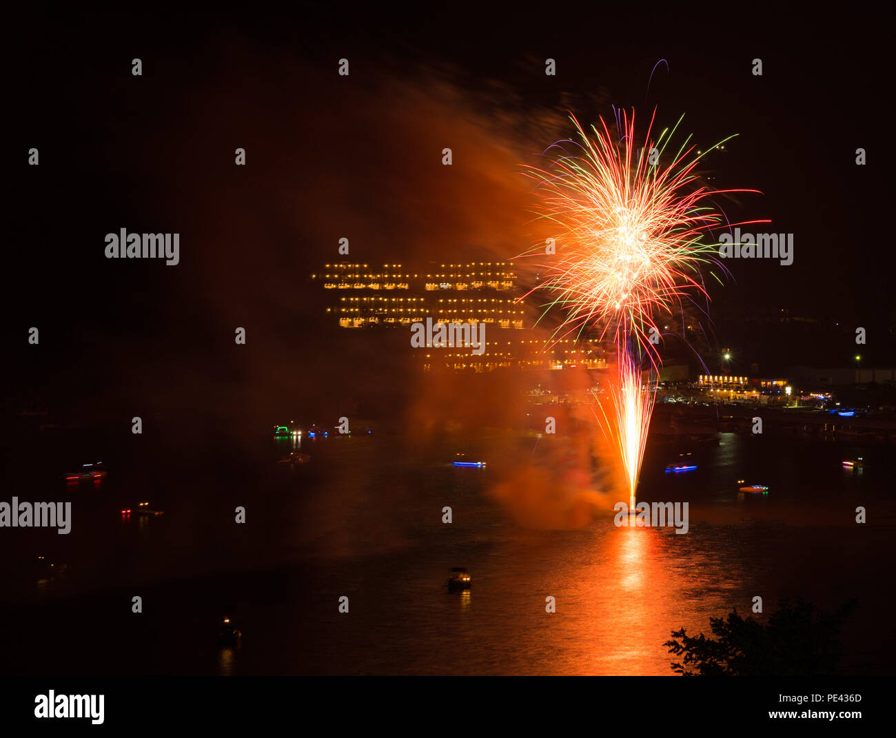 Fireworks over Cheat Lake near WV Stock Photo Alamy