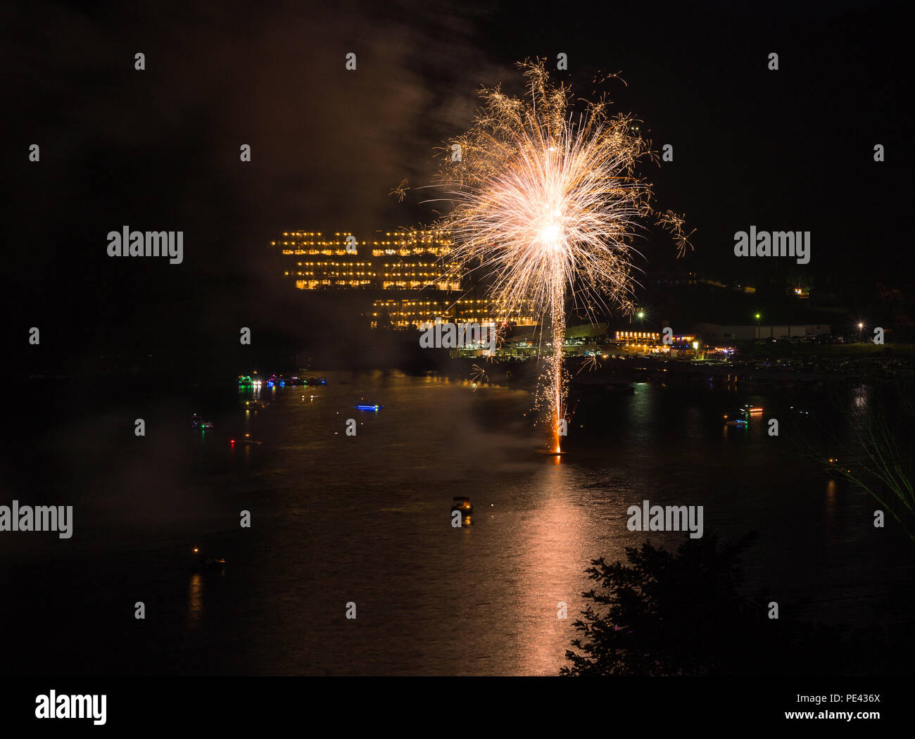 Fireworks over Cheat Lake near WV Stock Photo Alamy