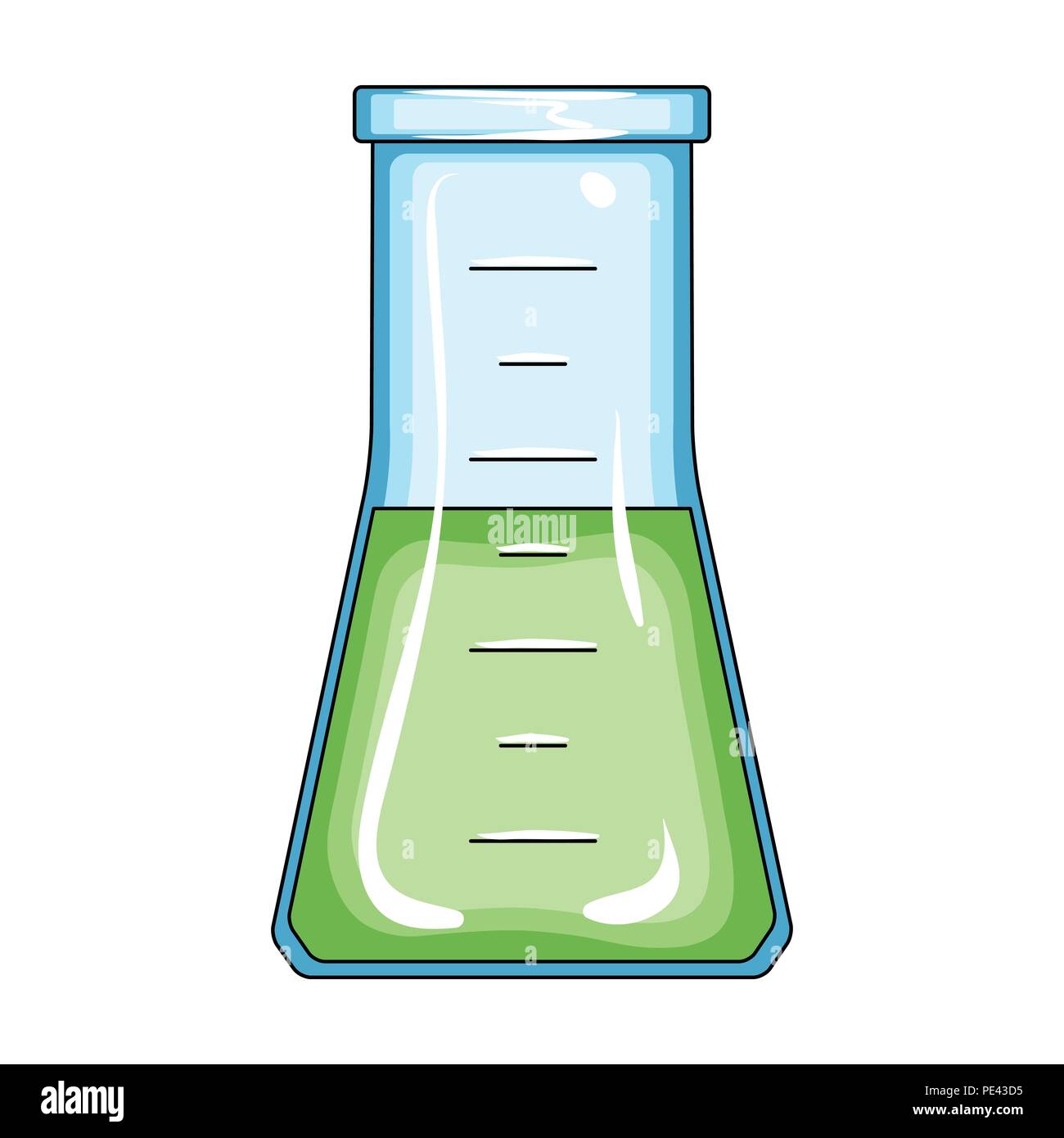 Volumetric flask with liquid.Medicine single icon in cartoon style