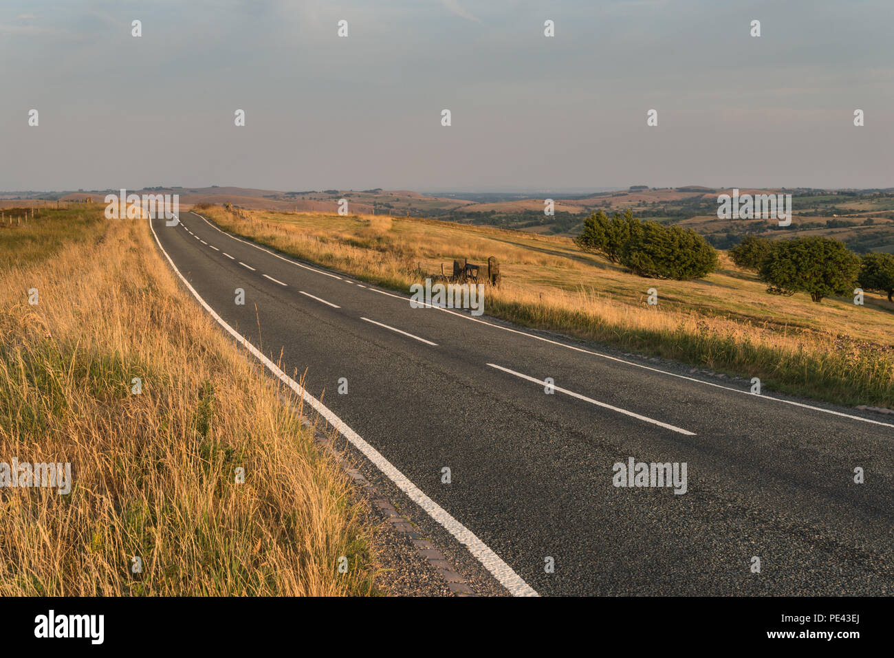 A deserted moorland road in the Staffordshire Peak District national