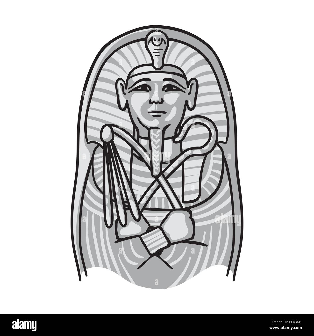Egyptian pharaoh sarcophagus icon in monochrome style isolated on white ...