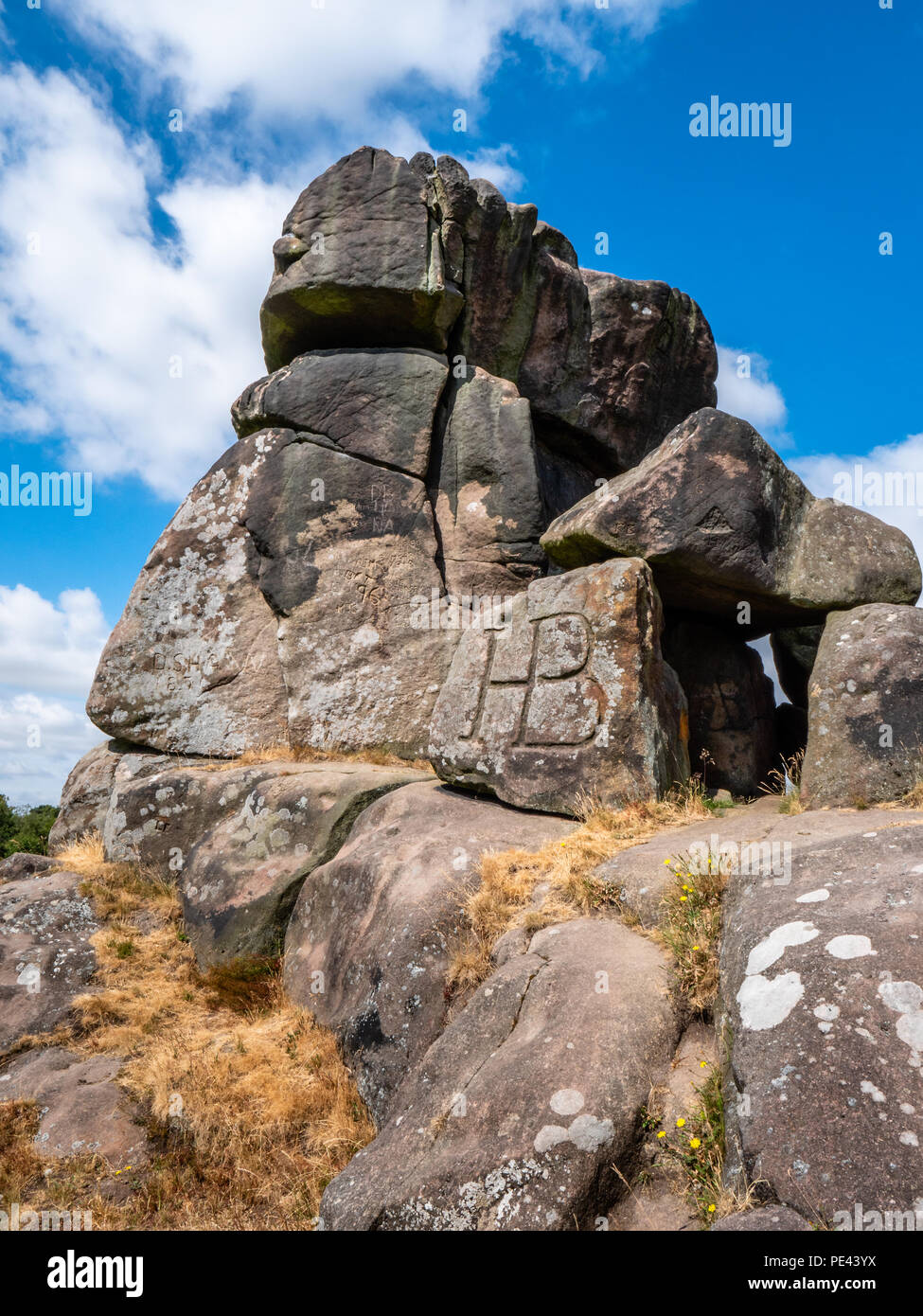 Robin Hood's Stride or Mock Beggar's Hall  - a gritstone outcrop in the White Peak of Derbyshire near Bakewell UK Stock Photo