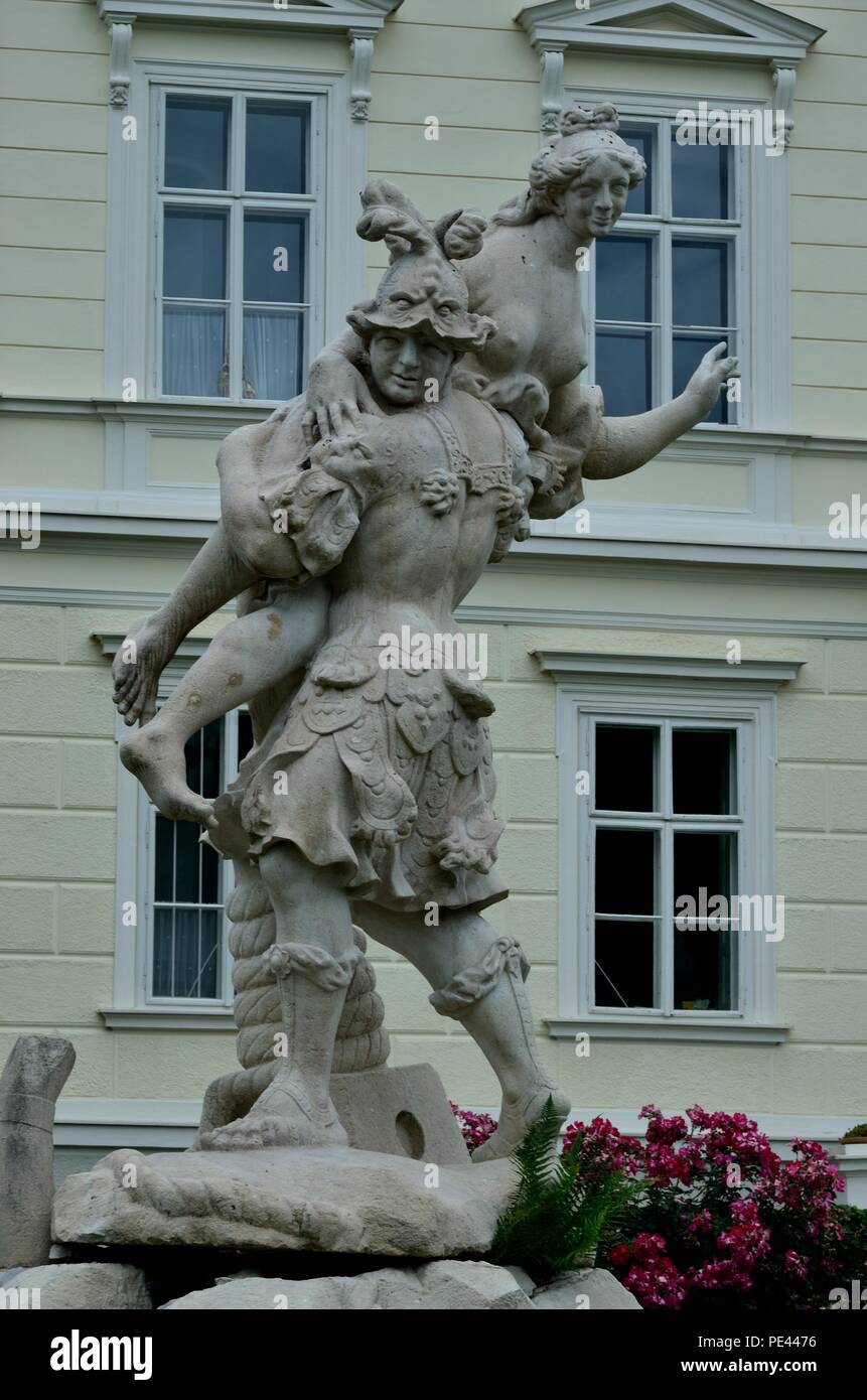 Sculpture of a man and woman by Ottavio Mosto dated 1690, scene