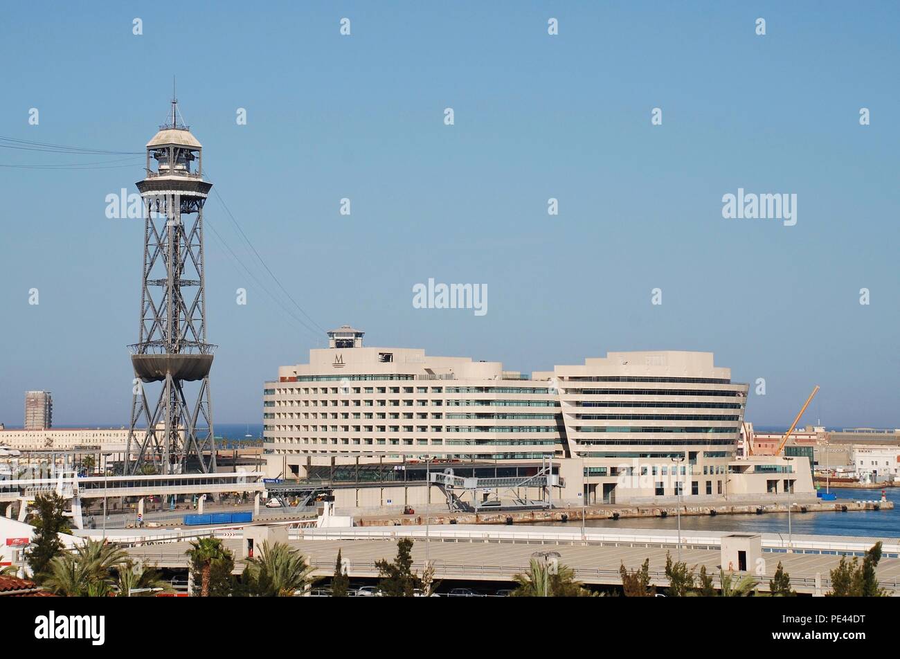 The World Trade Centre in Barcelona, Spain on April 19, 2018. Designed by architect Henry Cobb, the building opened in 1999. Stock Photo