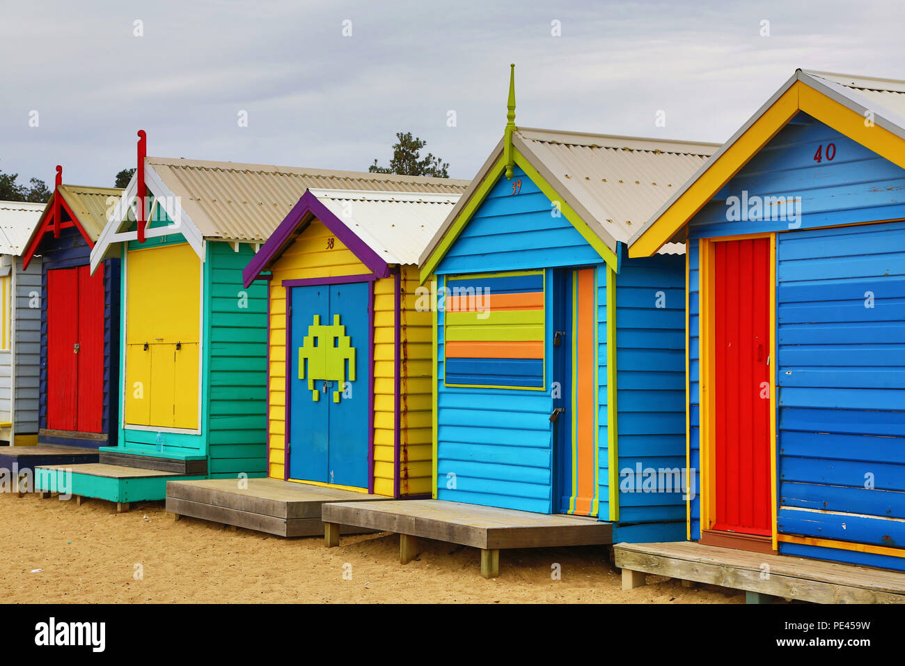 Colourful beach huts on Dendy Street Beach, Brighton, City of Bayside