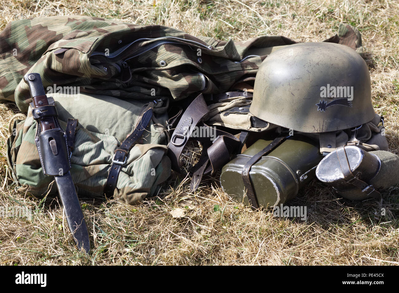 German army field kit Stock Photo