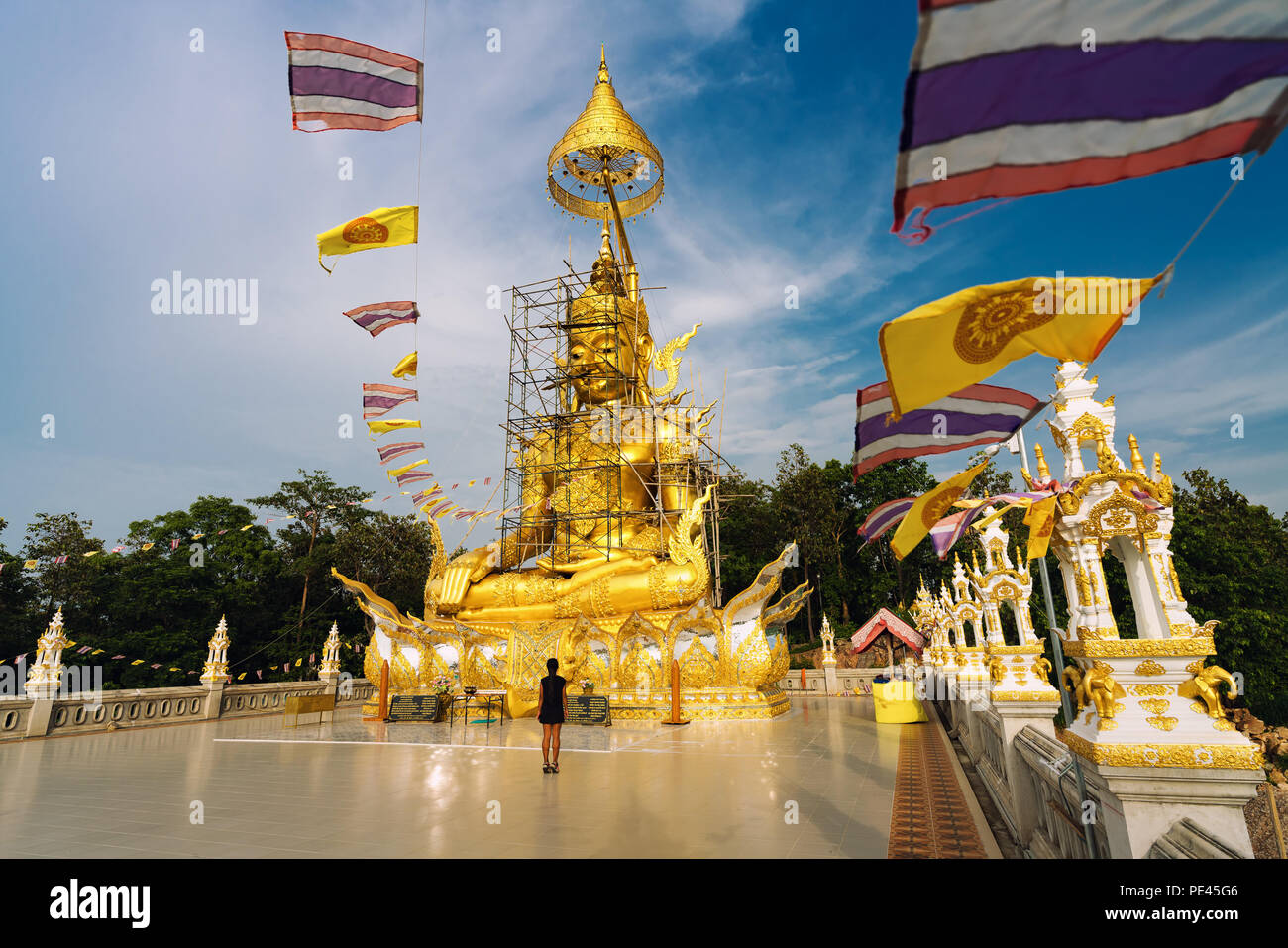 Buddha statue in Thailand Temple on nature background at sunset Stock ...