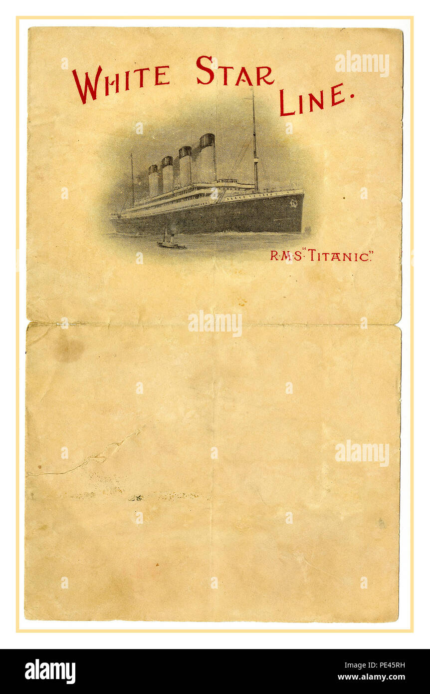 WHITE STAR LINE RMS TITANIC Writing paper with letterhead "White Star