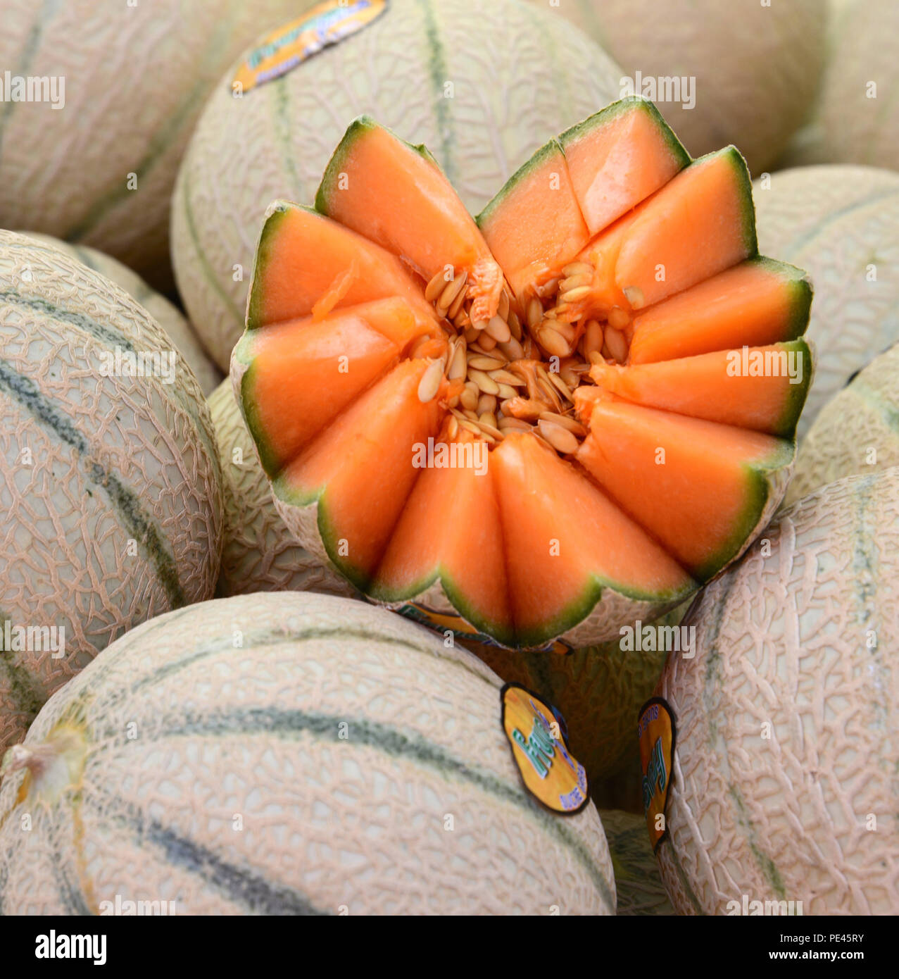 Melons for sale Cantaloupes Stock Photo Alamy