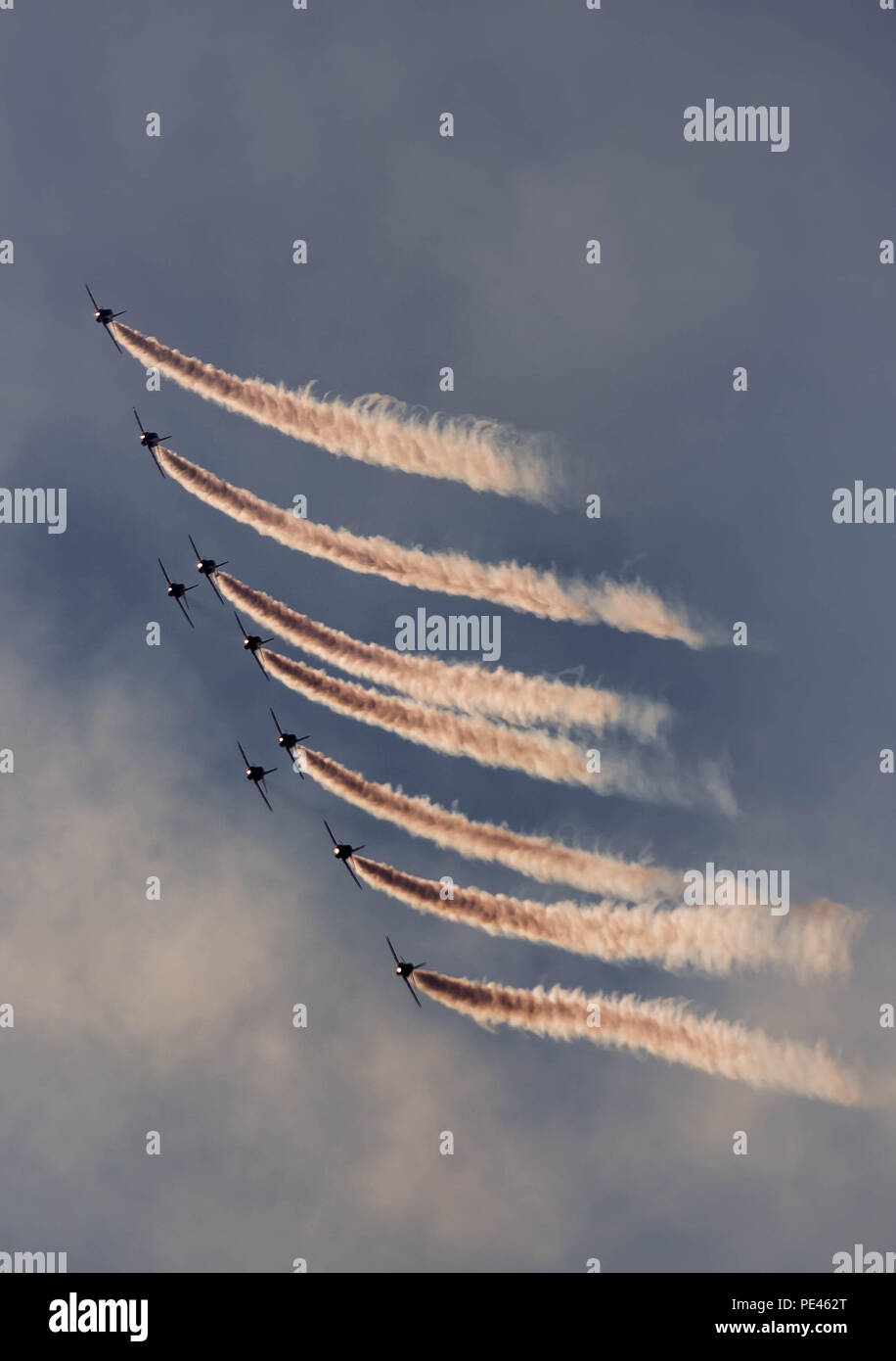 RAF's Red Arrows display for Lendy's Cowes Week 10th August 2018F Stock Photo