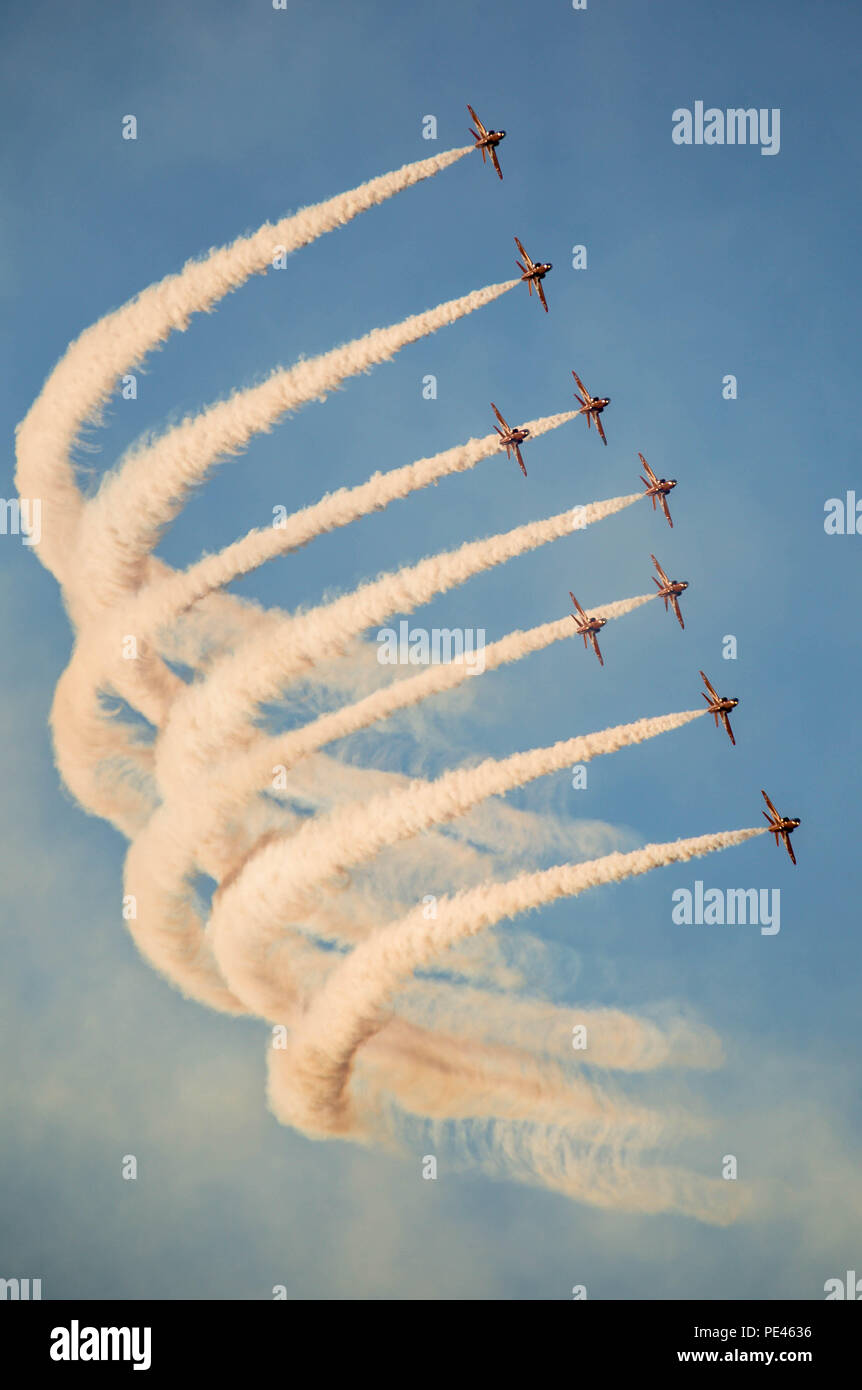 RAF's Red Arrows display for Lendy's Cowes Week 10th August 2018F Stock Photo