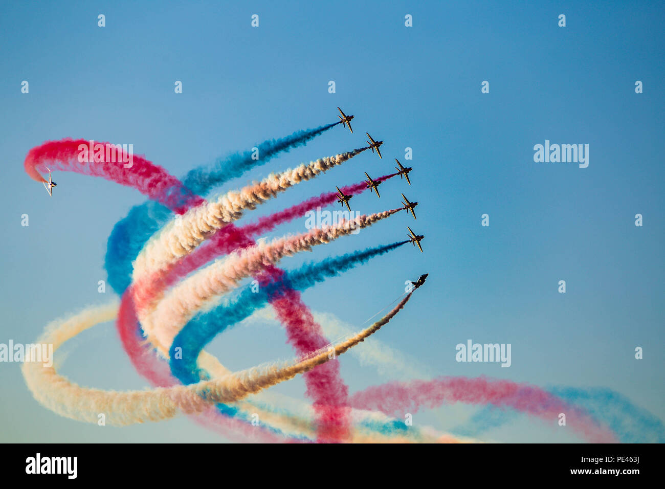 RAF's Red Arrows display for Lendy's Cowes Week 10th August 2018F Stock Photo