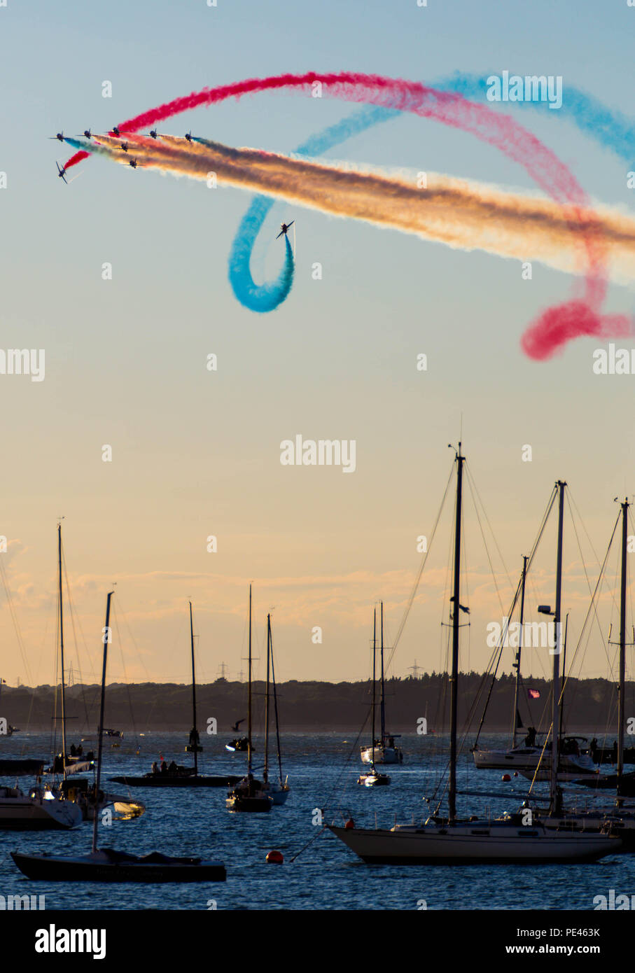 RAF's Red Arrows display for Lendy's Cowes Week 10th August 2018F Stock Photo