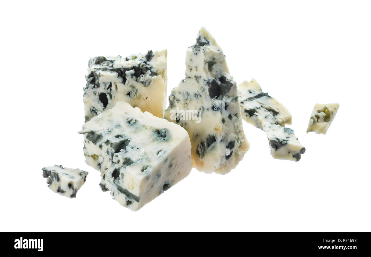 Blue cheese isolated on white background with clipping path Stock Photo