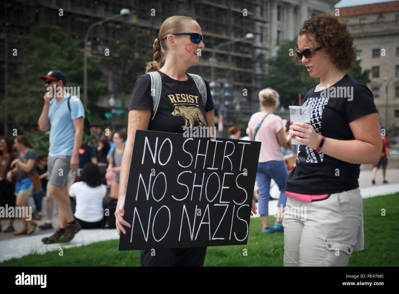 Washington, United States. 12th Aug, 2018. Protesters attend the Unite ...