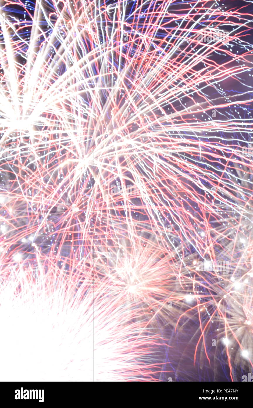 Fireworks over Portage Lakes in Portage Ohio on July 4th Stock Photo
