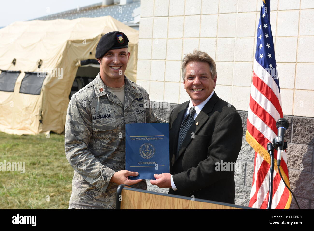 Pennsylvania State Rep. Russ Diamond, right, presents Maj. Stephen ...