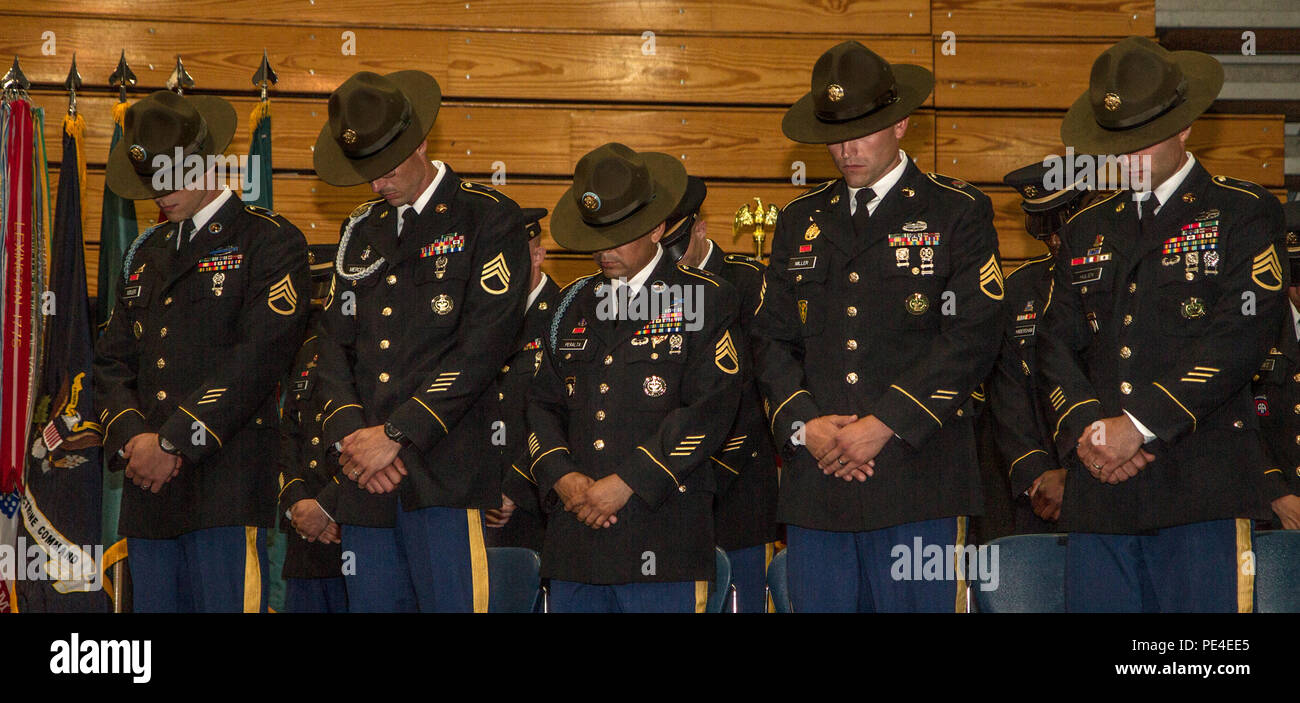 Drill sergeants and AIT platoon sergeants take a moment before the