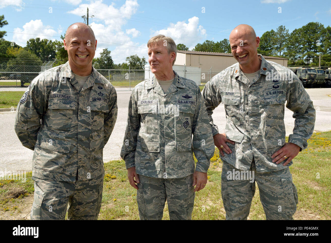 U.S. Air Force Senior Master Sgt. Blaine Listenbee, left, and Maj