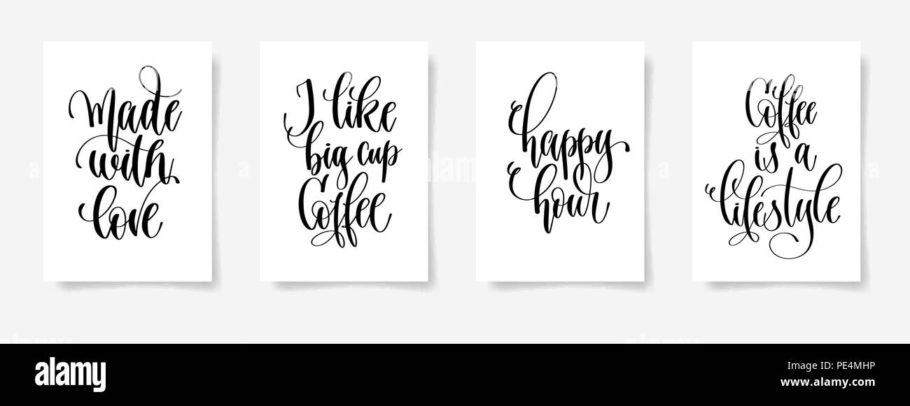 set of four hand lettering poster about drink coffee Stock Vector Image ...