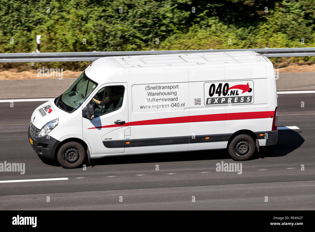 Express-040 van on motorway. Dutch Express-040 is specialized in fast transport and fixed return trips. Stock Photo