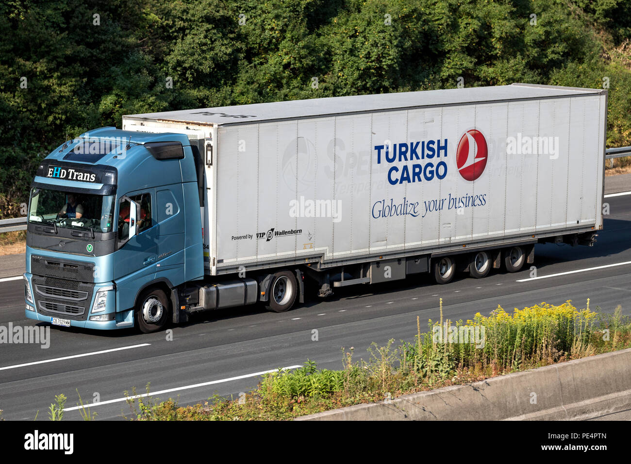 Turkish Cargo truck on motorway. Turkish Cargo is the freight division