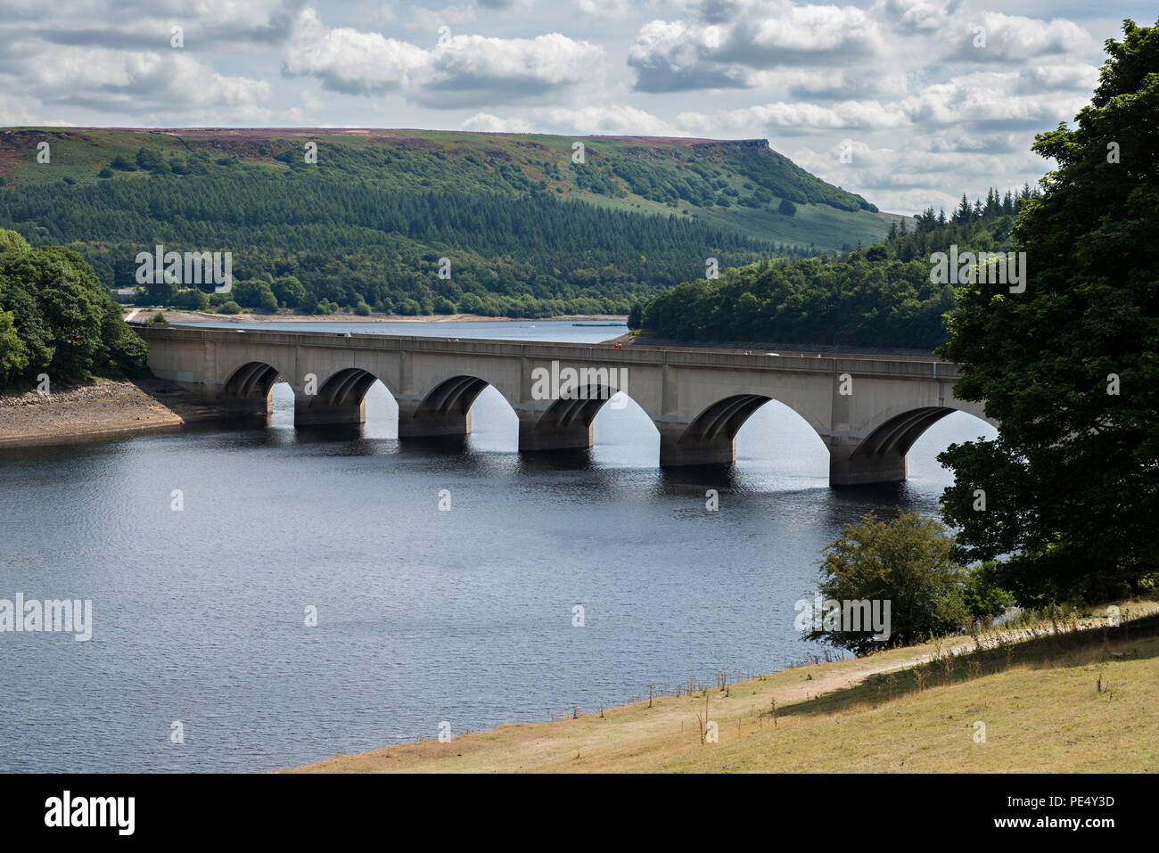 The beautiful ladybower viaduct bridge and Ladybower reservoir near