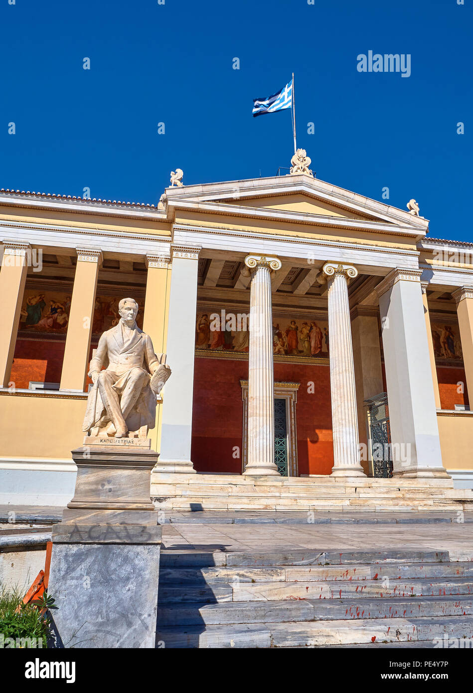 The National and Kapodistrian University of Athens with the Statue of Ioannis  Kapodistrias in foreground. Athens. Attica, Greece Stock Photo - Alamy