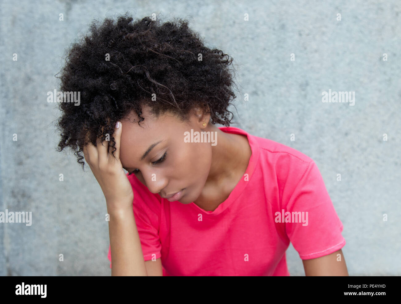 Depressed african woman hi-res stock photography and images - Alamy