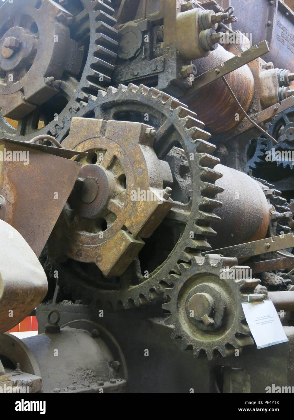 Bursledon Brickworks Industrial Museum is Britain's only steam driven brickworks; photo shows detail of the cogwheels on the Bennet & Sayer machinery Stock Photo