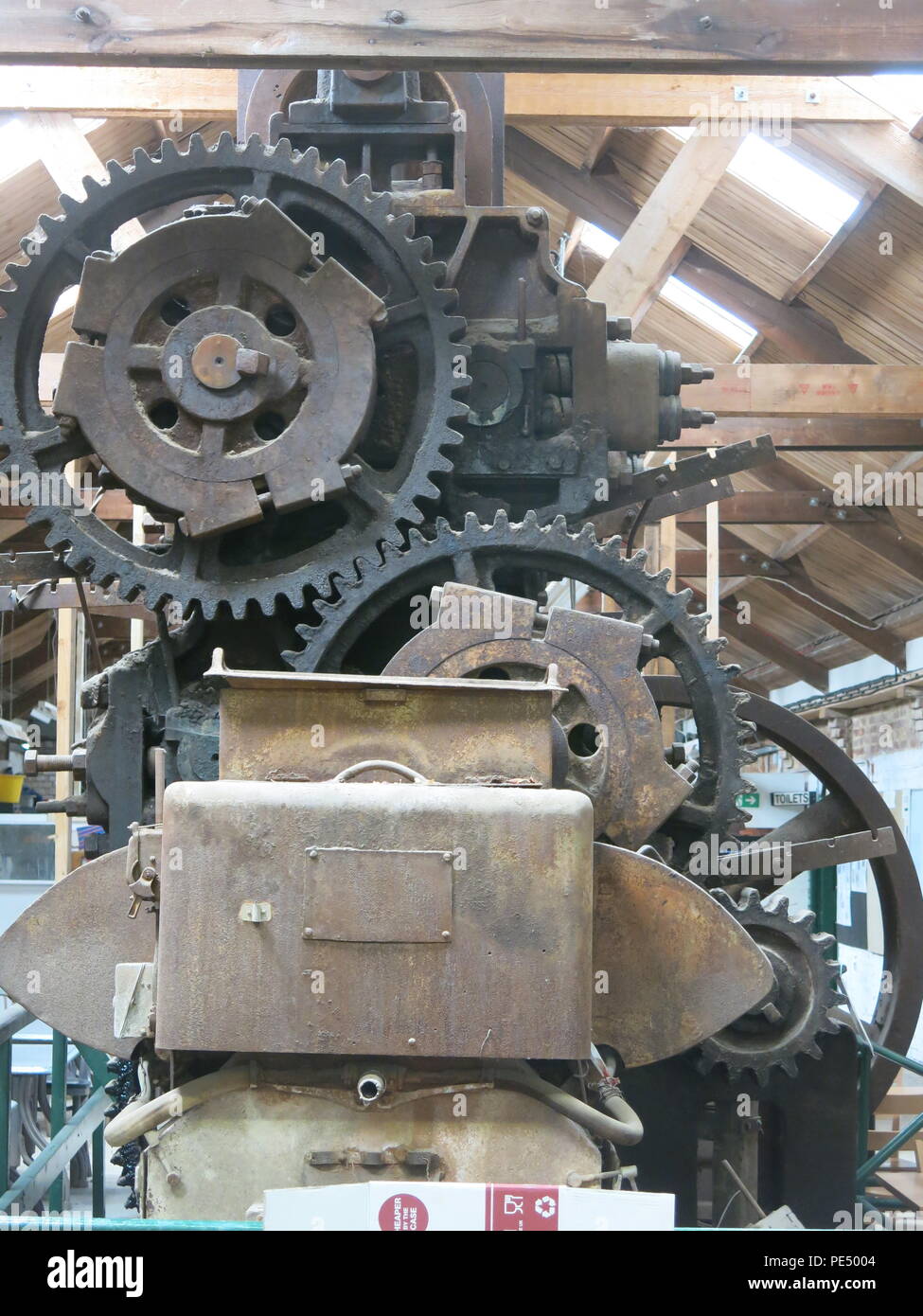 Bursledon Brickworks Industrial Museum is Britain's only steam driven brickworks; photo shows detail of the cogwheels on the brick making machinery Stock Photo