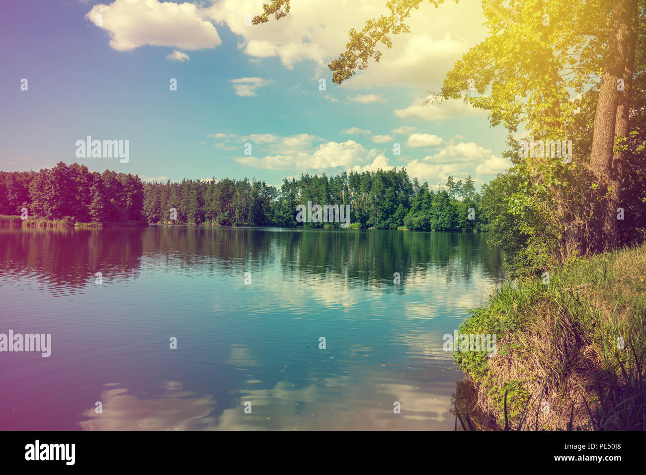 Beautiful lake shore colorful land hi-res stock photography and images ...