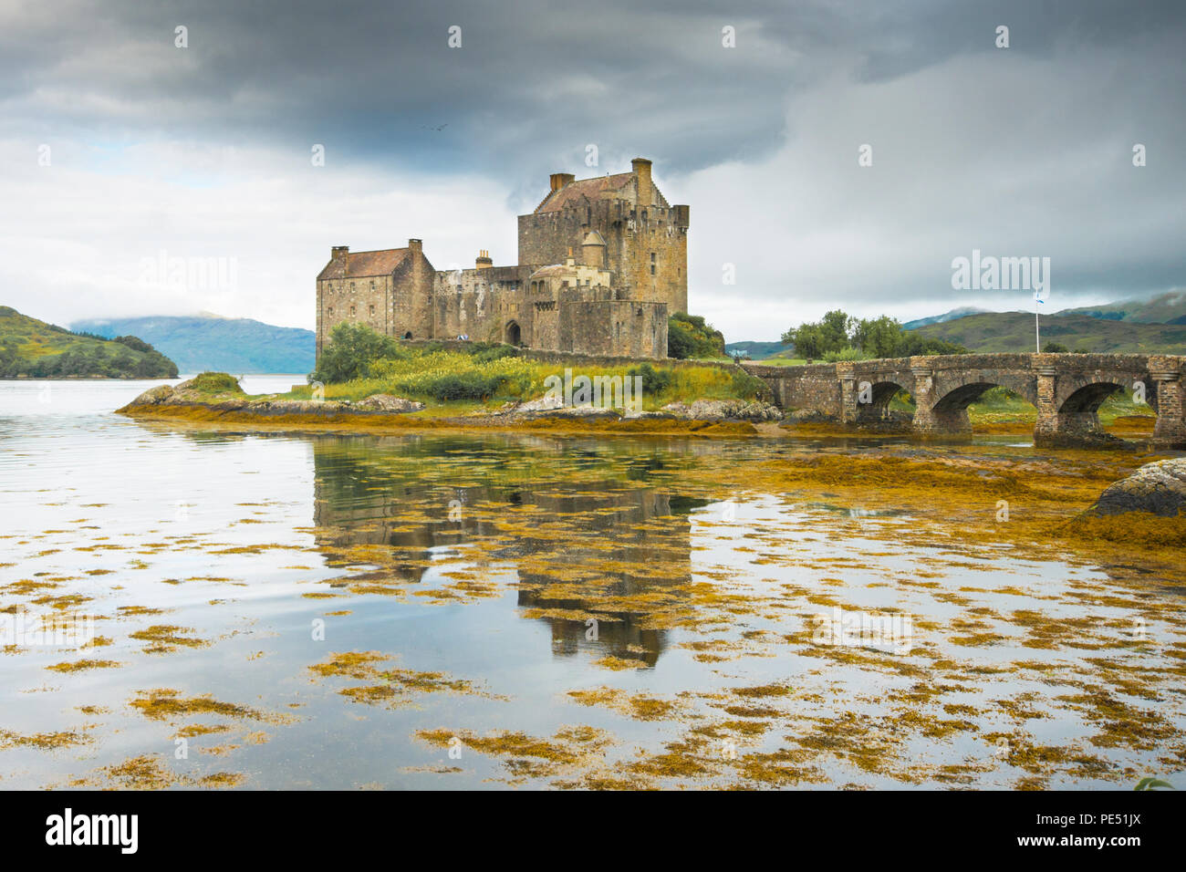 Eileen Donan Castle on the shores of Loch Duich, Loch Long and Loch Alsh. Stock Photo